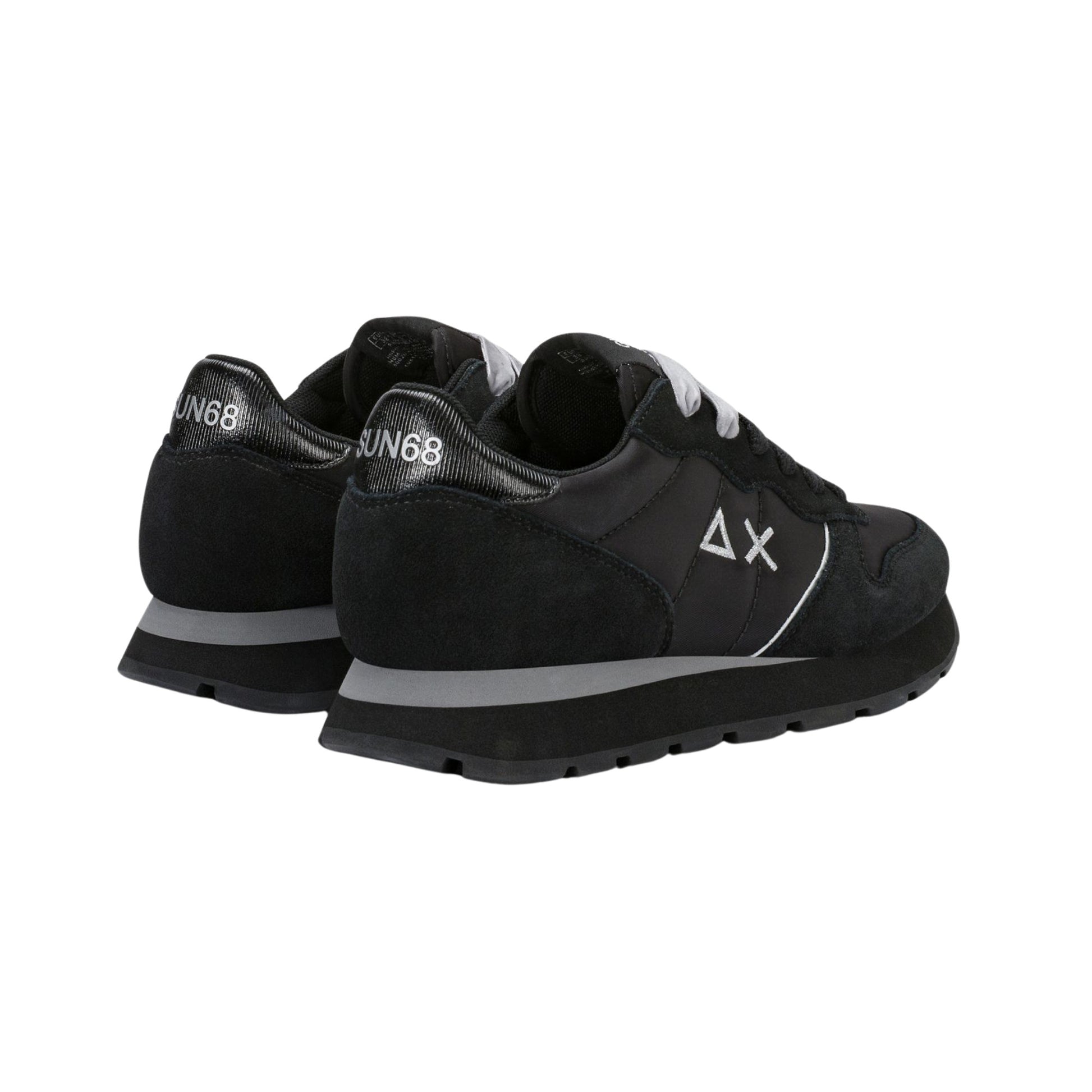 SUN68 Ally Gold Silver Z46202-1134 sneaker donna in nylon e camoscio nero e grigio medio 
