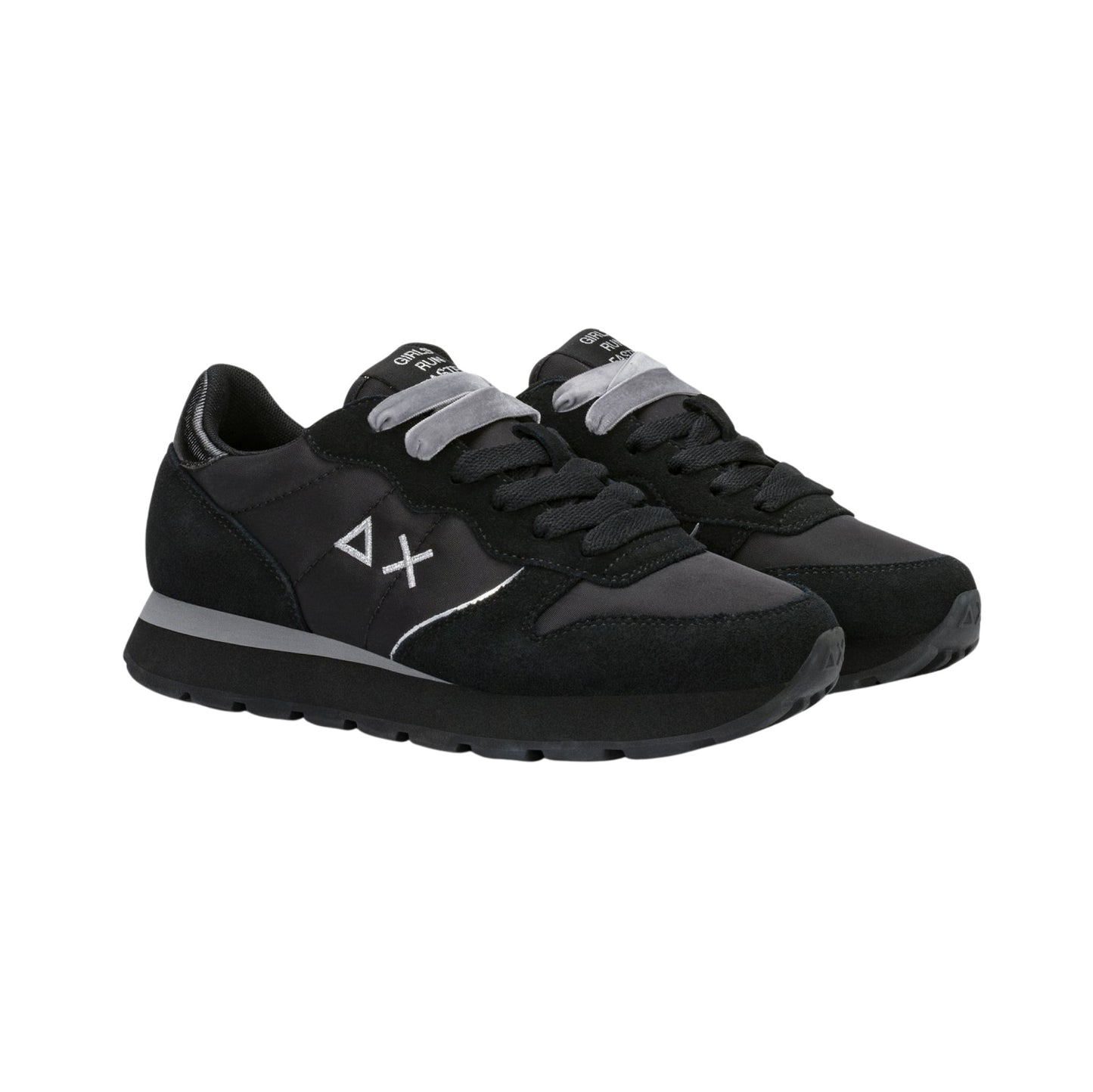 SUN68 Ally Gold Silver Z46202-1134 sneaker donna in nylon e camoscio nero e grigio medio 