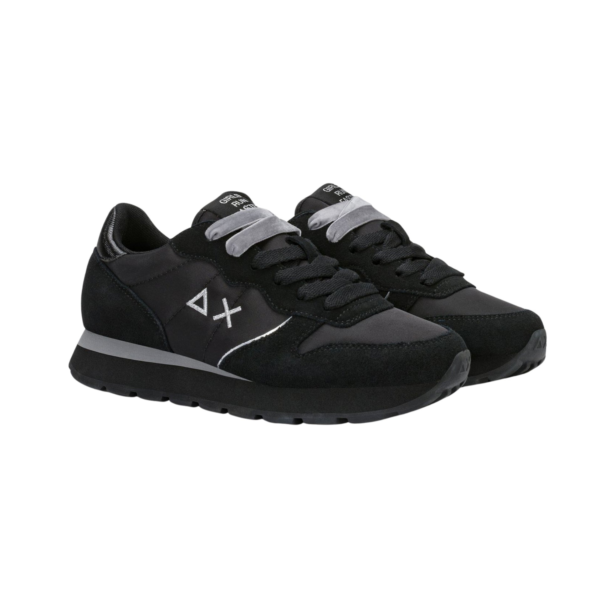 SUN68 Ally Gold Silver Z46202-1134 sneaker donna in nylon e camoscio nero e grigio medio 