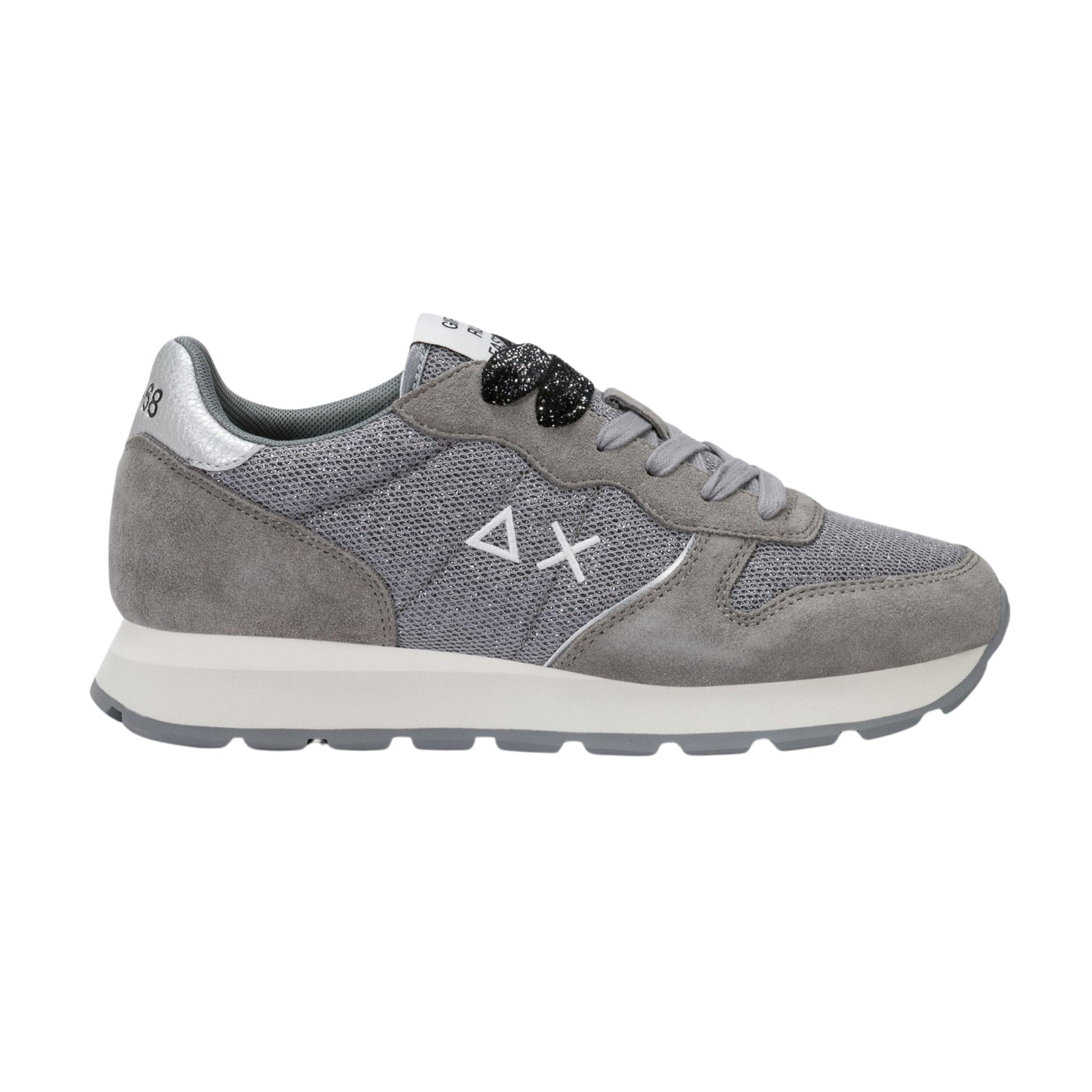 SUN68 Ally Glitter Z46204-34 sneaker donna in camoscio e lurex grigio medio 