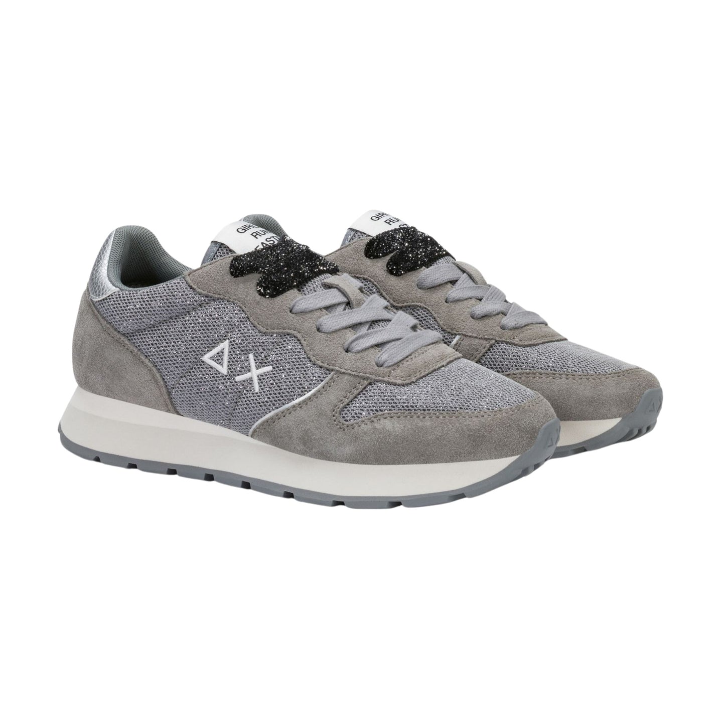SUN68 Ally Glitter Z46204-34 sneaker donna in camoscio e lurex grigio medio 