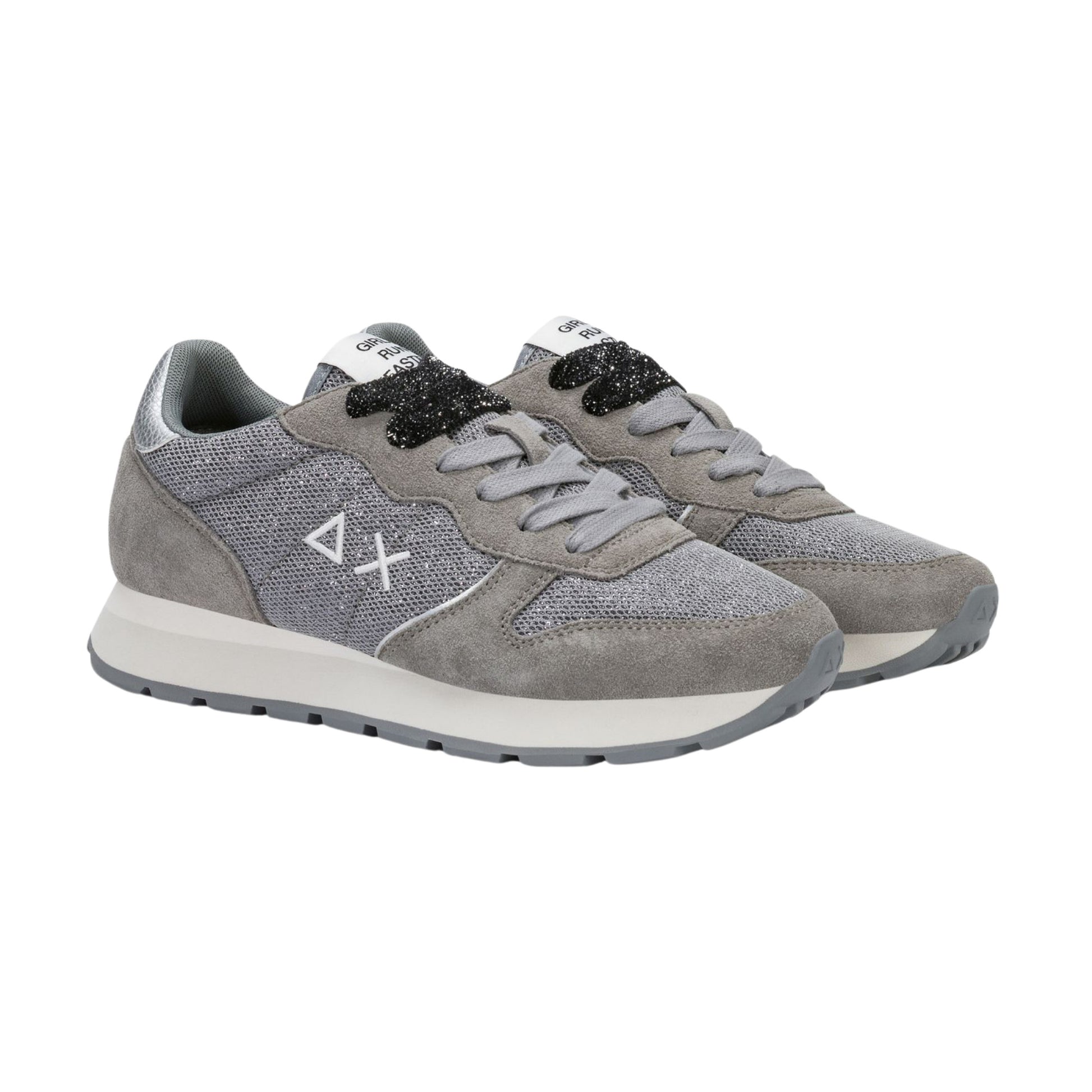 SUN68 Ally Glitter Z46204-34 sneaker donna in camoscio e lurex grigio medio 