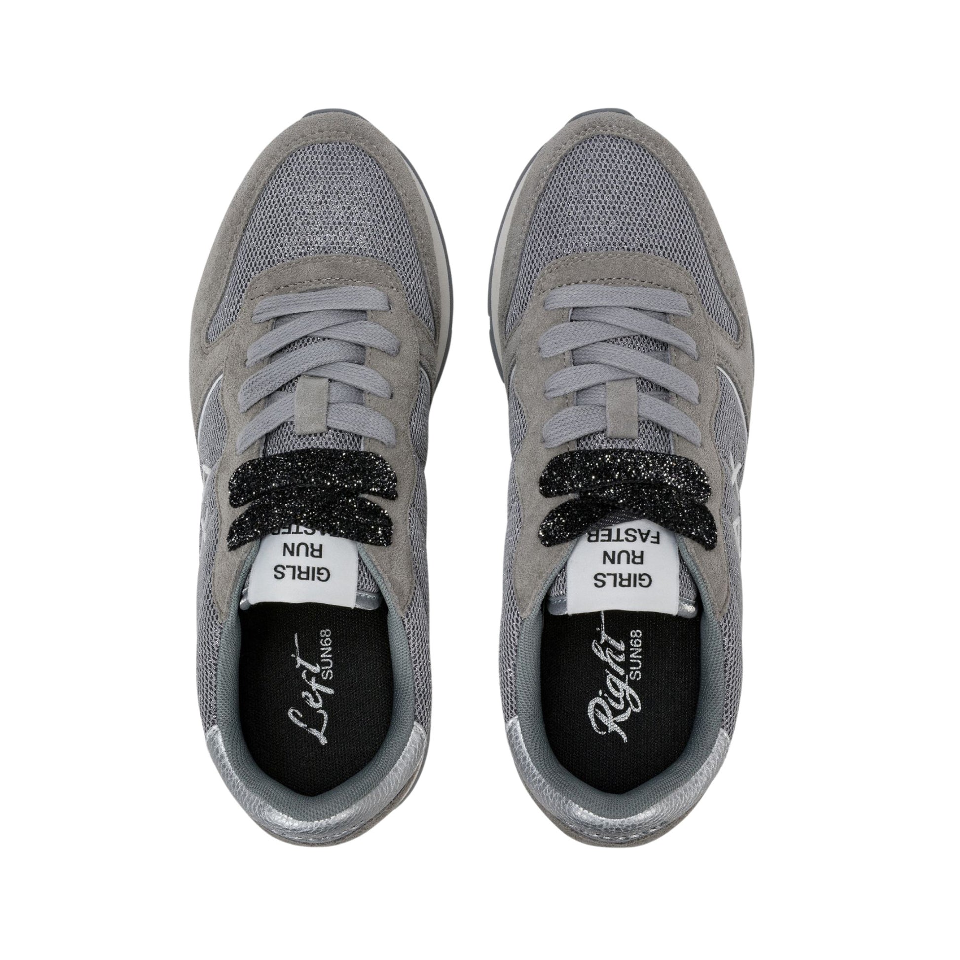 SUN68 Ally Glitter Z46204-34 sneaker donna in camoscio e lurex grigio medio 