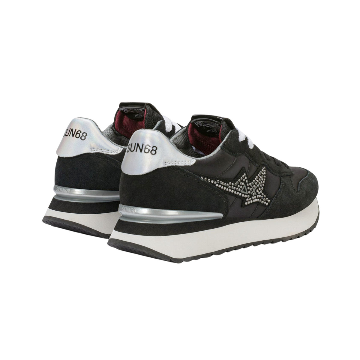 SUN68 Stargirl Z46223-11 sneaker donna nera in camoscio e nylon con strass 
