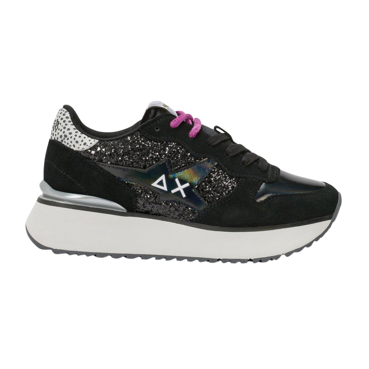 SUN68 Big Stargirl Glitter Z46230-11 sneaker donna nera con glitter e paillettes 