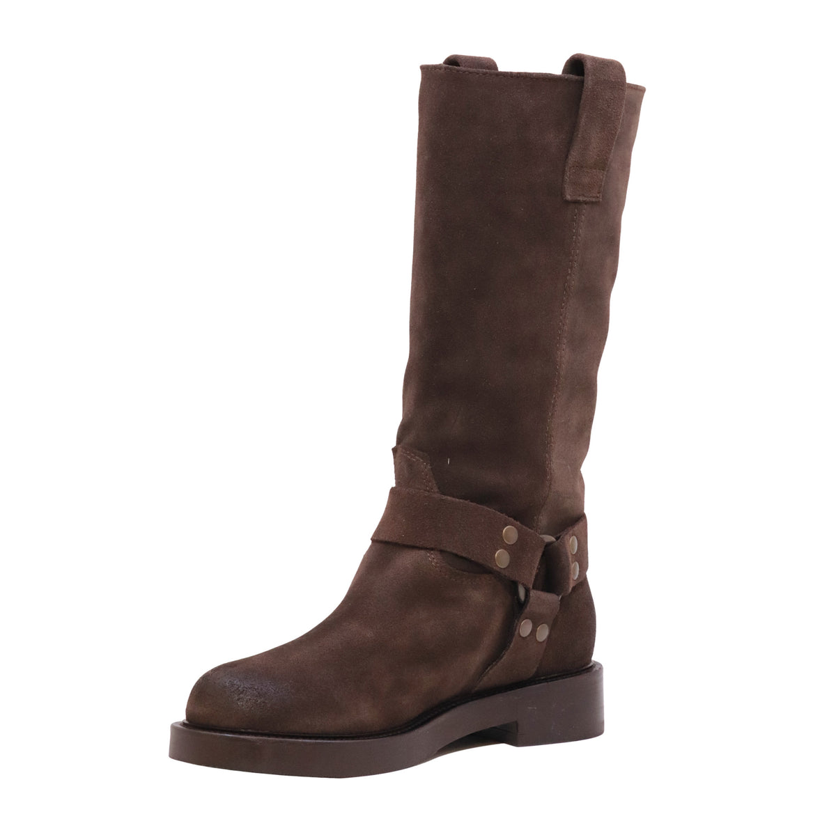 The Seller IW546 Crosta Corvino stivale biker donna in camoscio marrone Made in Italy 