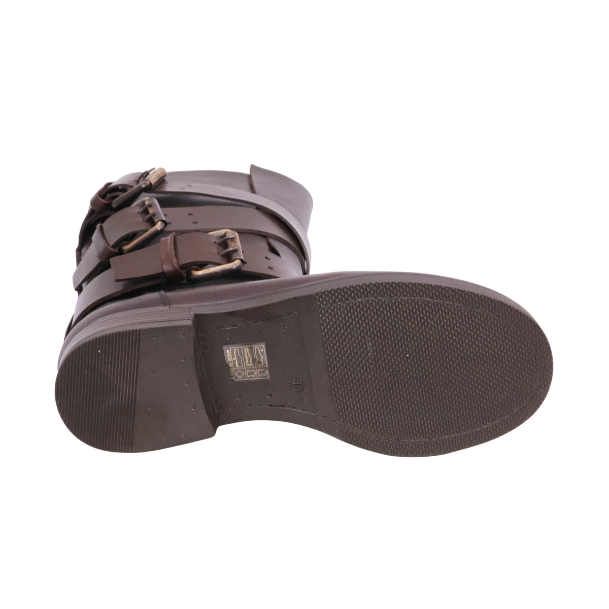 The Seller LW810 stivaletto biker donna in pelle marrone con fibbie Made in Italy 
