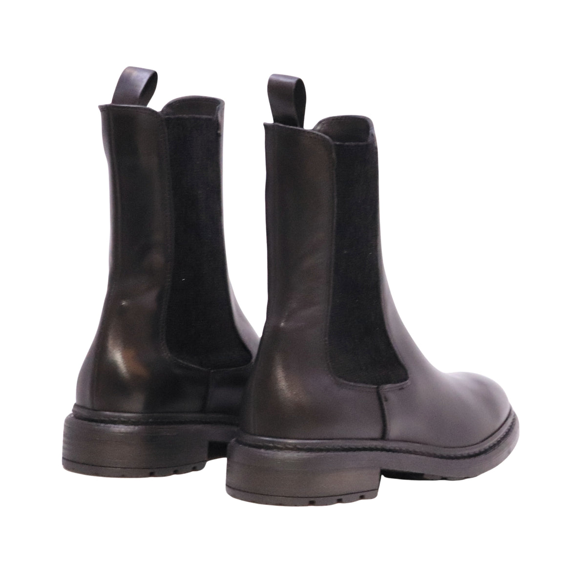 The Seller MW003 Crust Nero Chelsea Boot donna in pelle nera con elastici laterali 