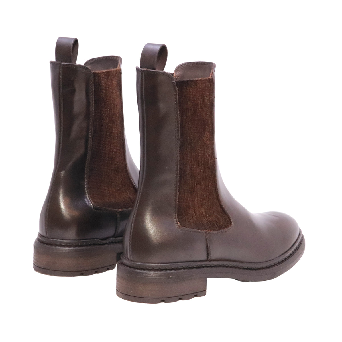 The Seller MW003 Crust Testa di Moro Chelsea Boot donna in pelle marrone scuro con elastici laterali 