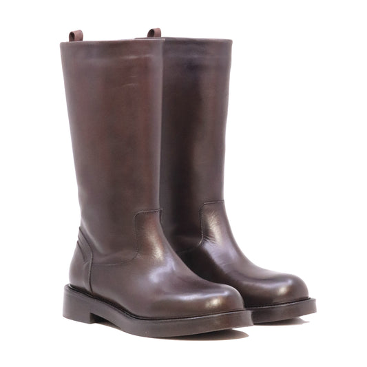 The Seller MW007 Crust Testa di Moro stivale donna in pelle marrone Made in Italy 