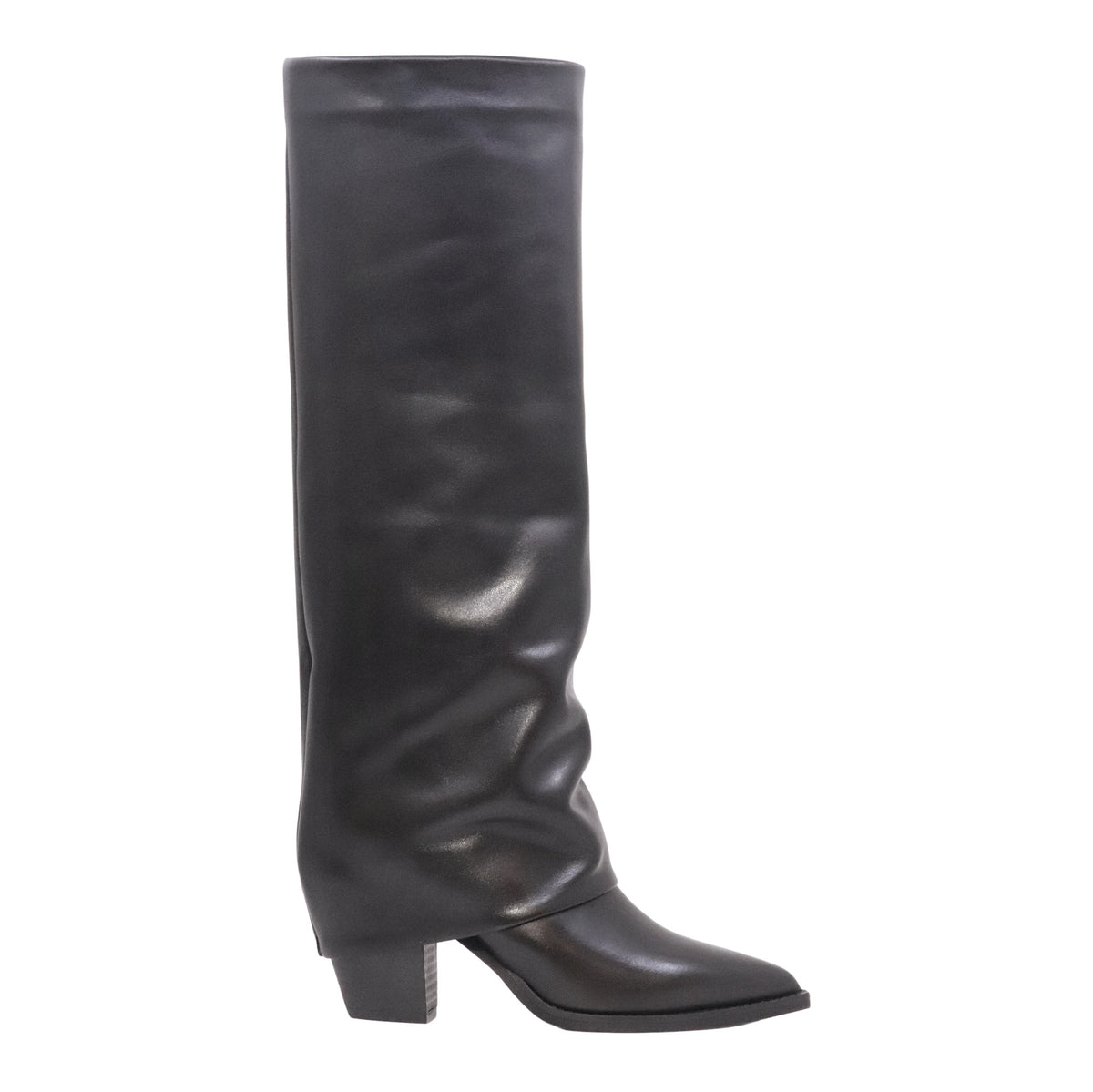 The Seller MW018 stivale donna in pelle nera con ghetta e tacco 8 cm Made in Italy 