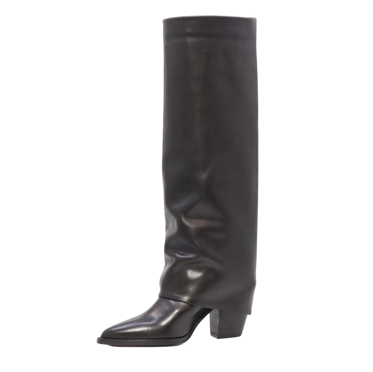 The Seller MW018 stivale donna in pelle nera con ghetta e tacco 8 cm Made in Italy 