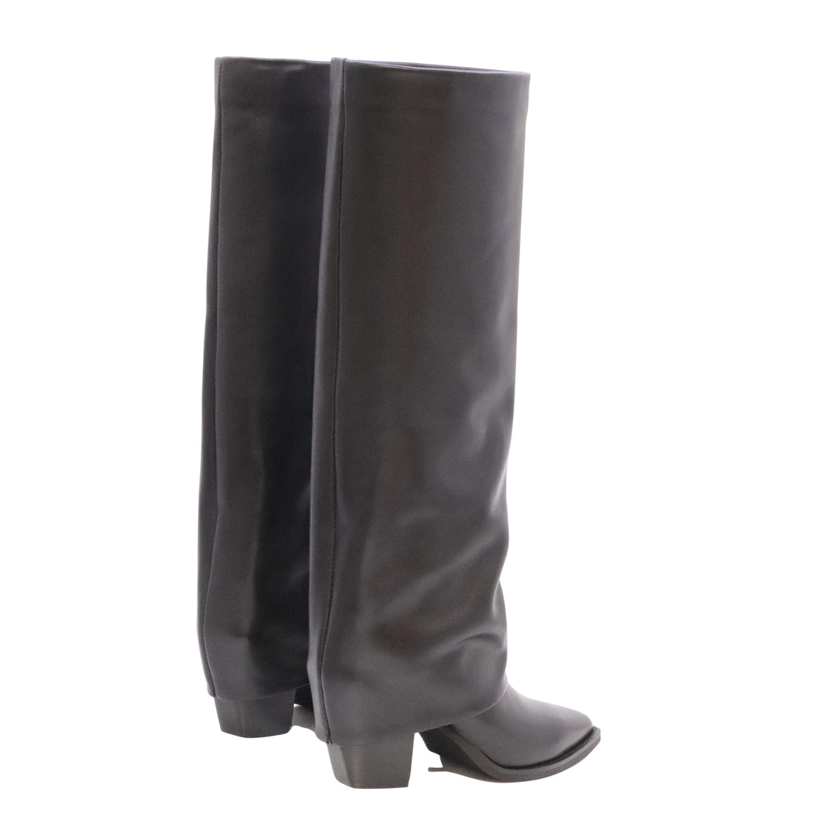 The Seller MW018 stivale donna in pelle nera con ghetta e tacco 8 cm Made in Italy 