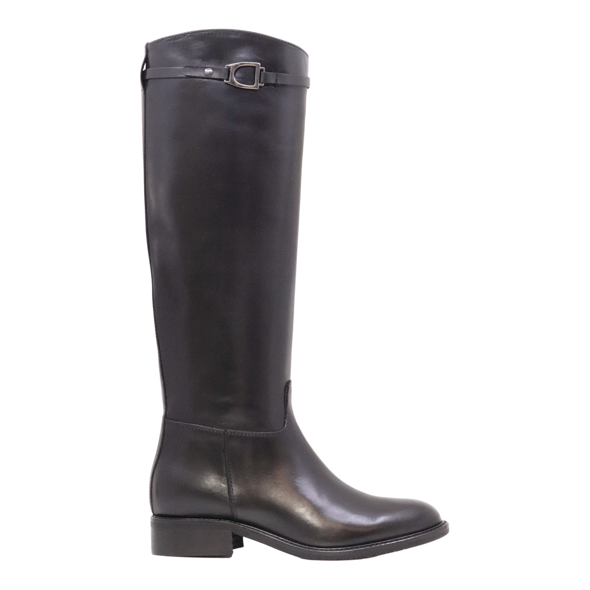 The Seller MW074 Crust Nero stivale alto donna in pelle nera con fibbia Made in Italy 