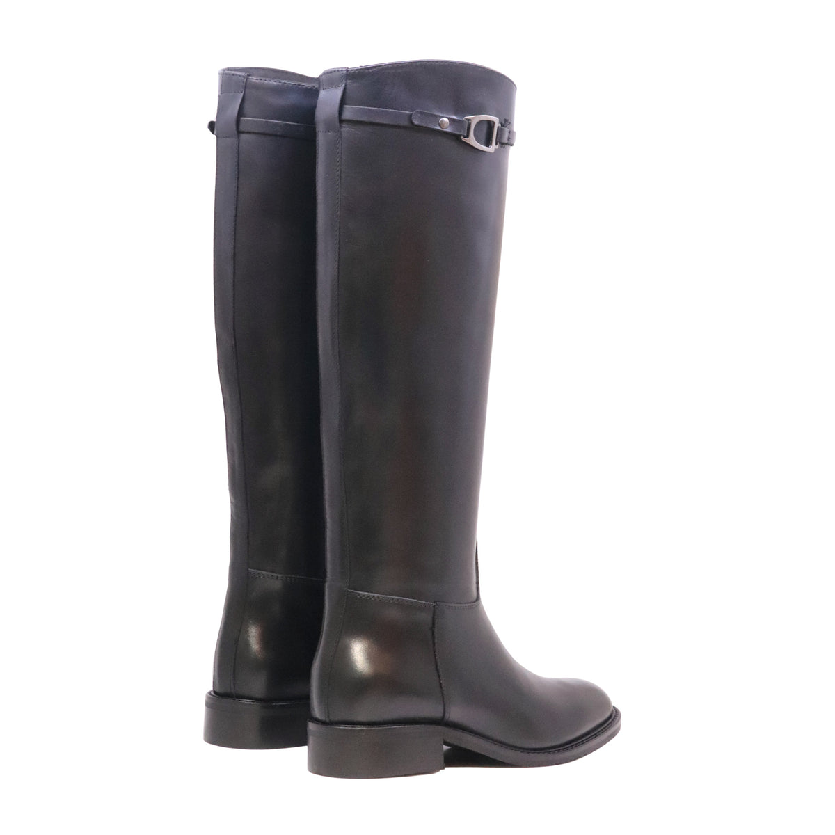 The Seller MW074 Crust Nero stivale alto donna in pelle nera con fibbia Made in Italy 