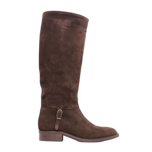 The Seller MW079 Crosta Corvino stivale cavallerizzo donna in camoscio marrone Made in Italy 