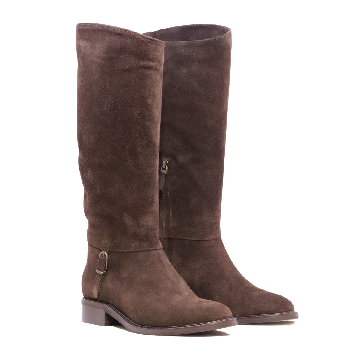 The Seller MW079 Crosta Corvino stivale cavallerizzo donna in camoscio marrone Made in Italy 