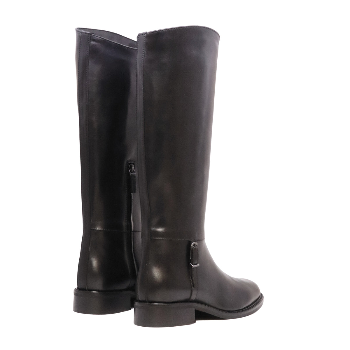 The Seller MW079 Crust Nero stivale cavallerizzo donna in pelle nera Made in Italy 
