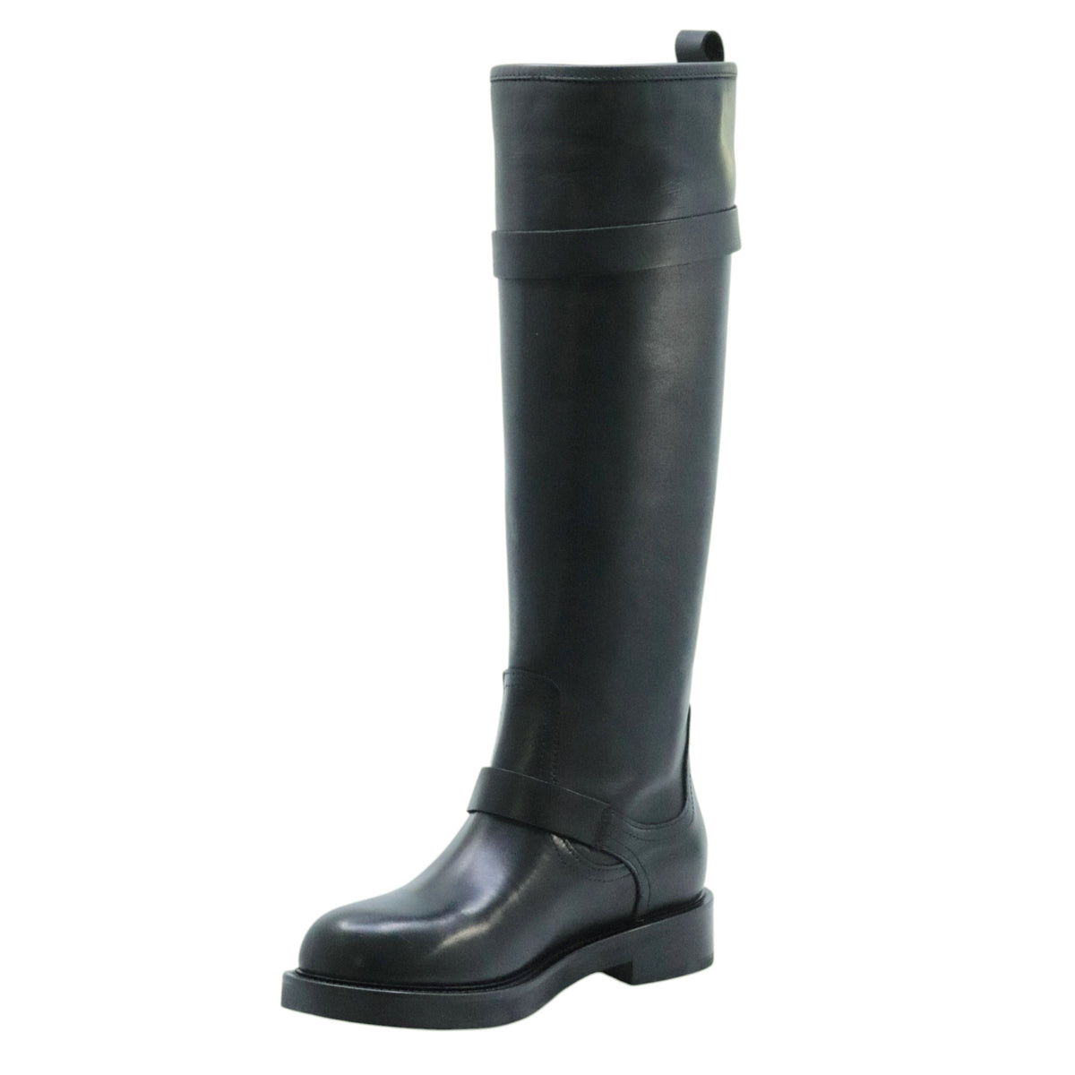 The Seller MW558 stivale donna in pelle nera con doppia fibbia 