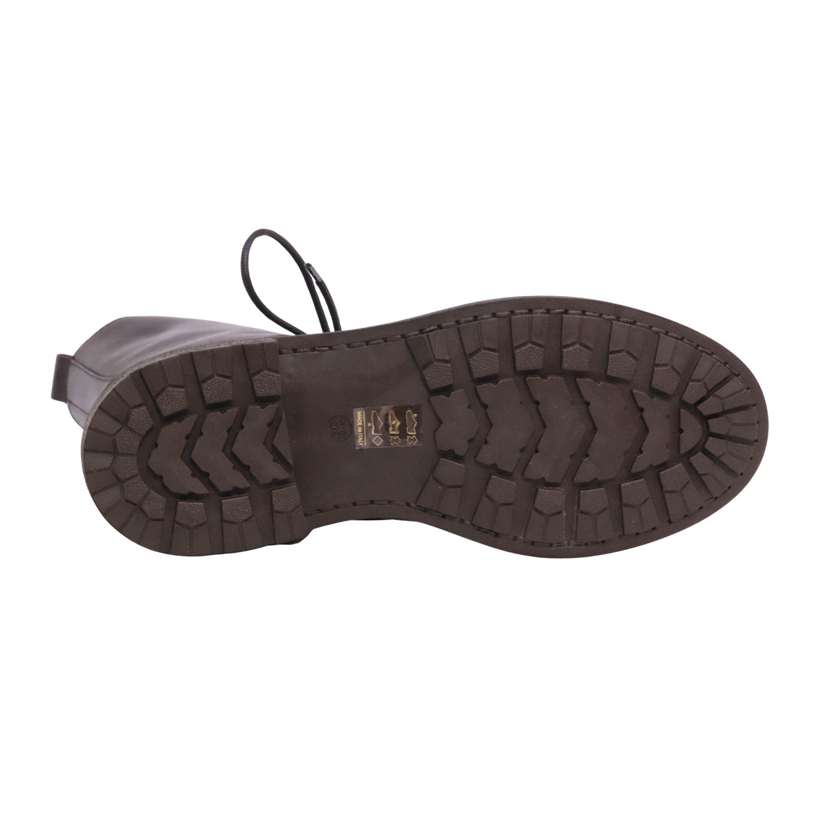 The Seller MW583 Crust Testa di Moro stivaletto anfibio donna in pelle marrone con lacci e zip 