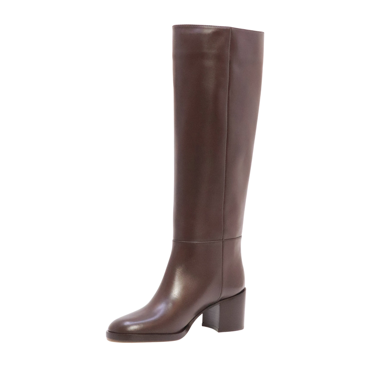 Via Roma 15 4720 Soft stivale alto donna in pelle testa di moro con V oro e tacco 5 cm 