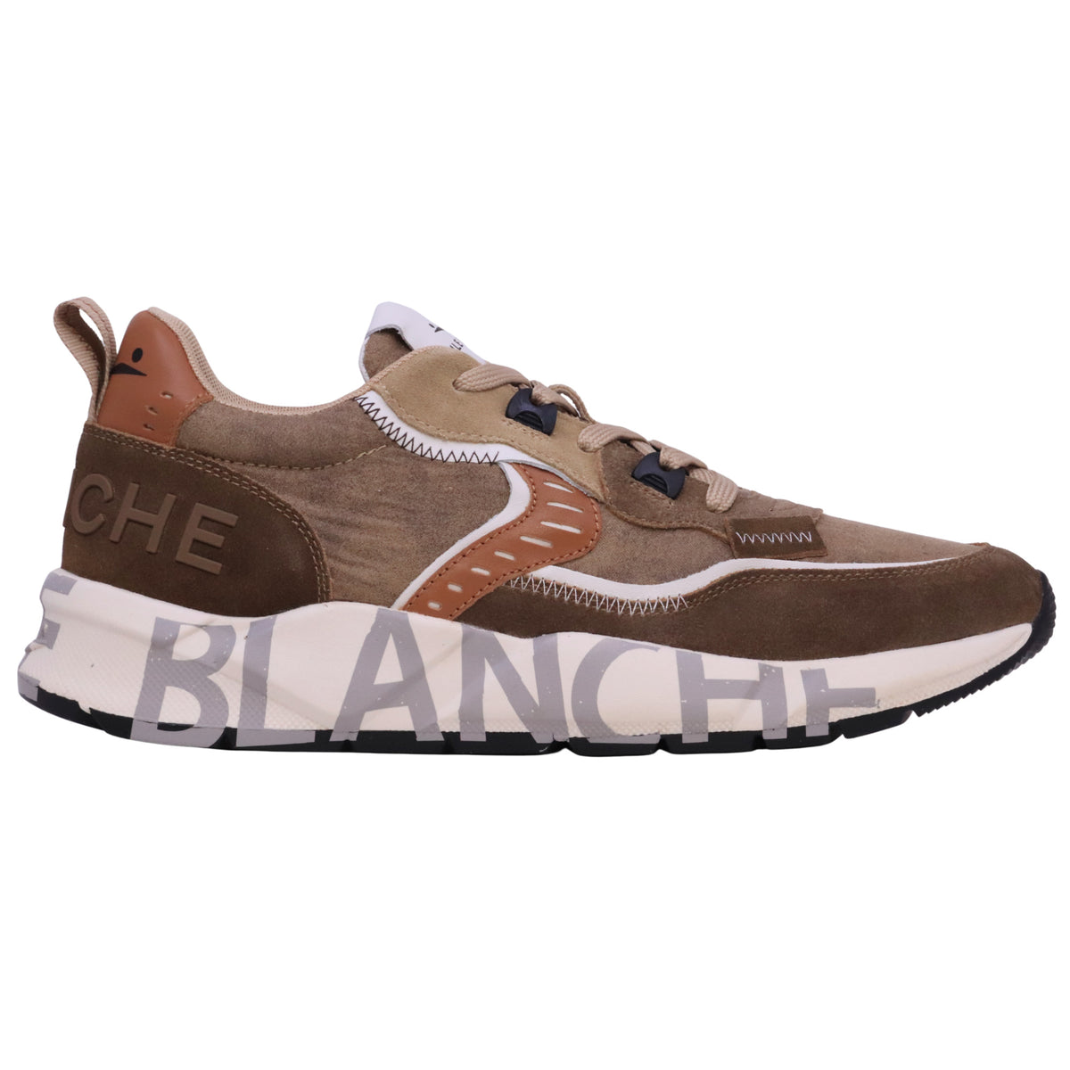 Voile Blanche Club01 sneaker uomo in camoscio e tessuto tecnico marrone bianco 
