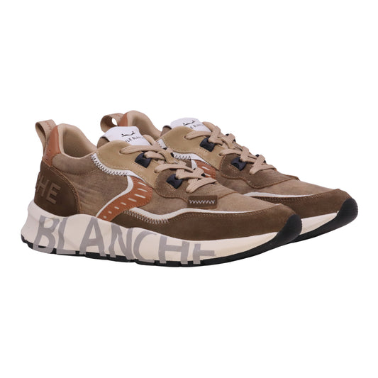 Voile Blanche Club01 sneaker uomo in camoscio e tessuto tecnico marrone bianco