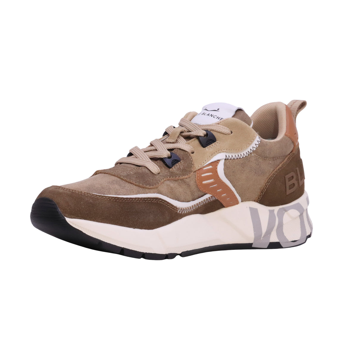 Voile Blanche Club01 sneaker uomo in camoscio e tessuto tecnico marrone bianco 