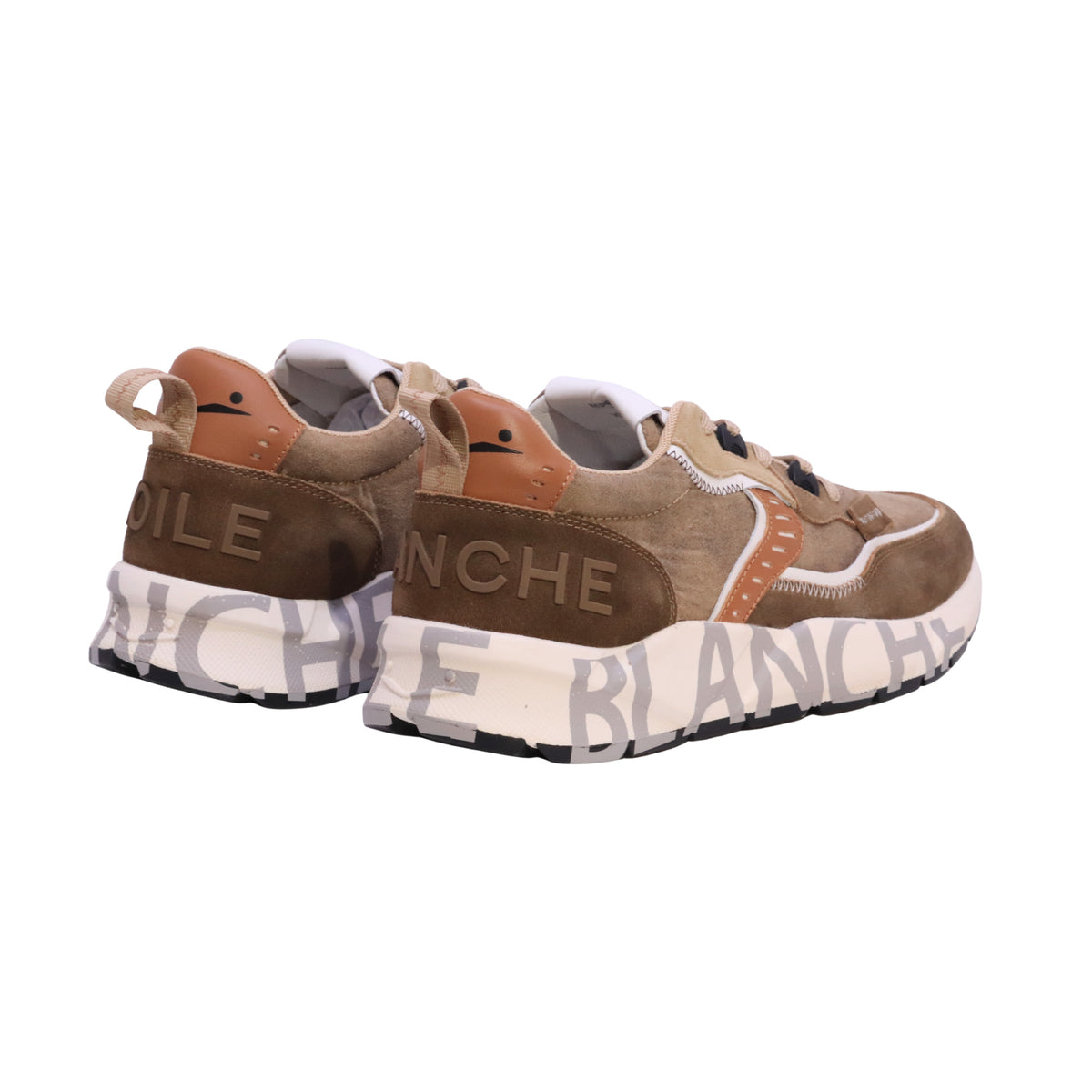 Voile Blanche Club01 sneaker uomo in camoscio e tessuto tecnico marrone bianco 