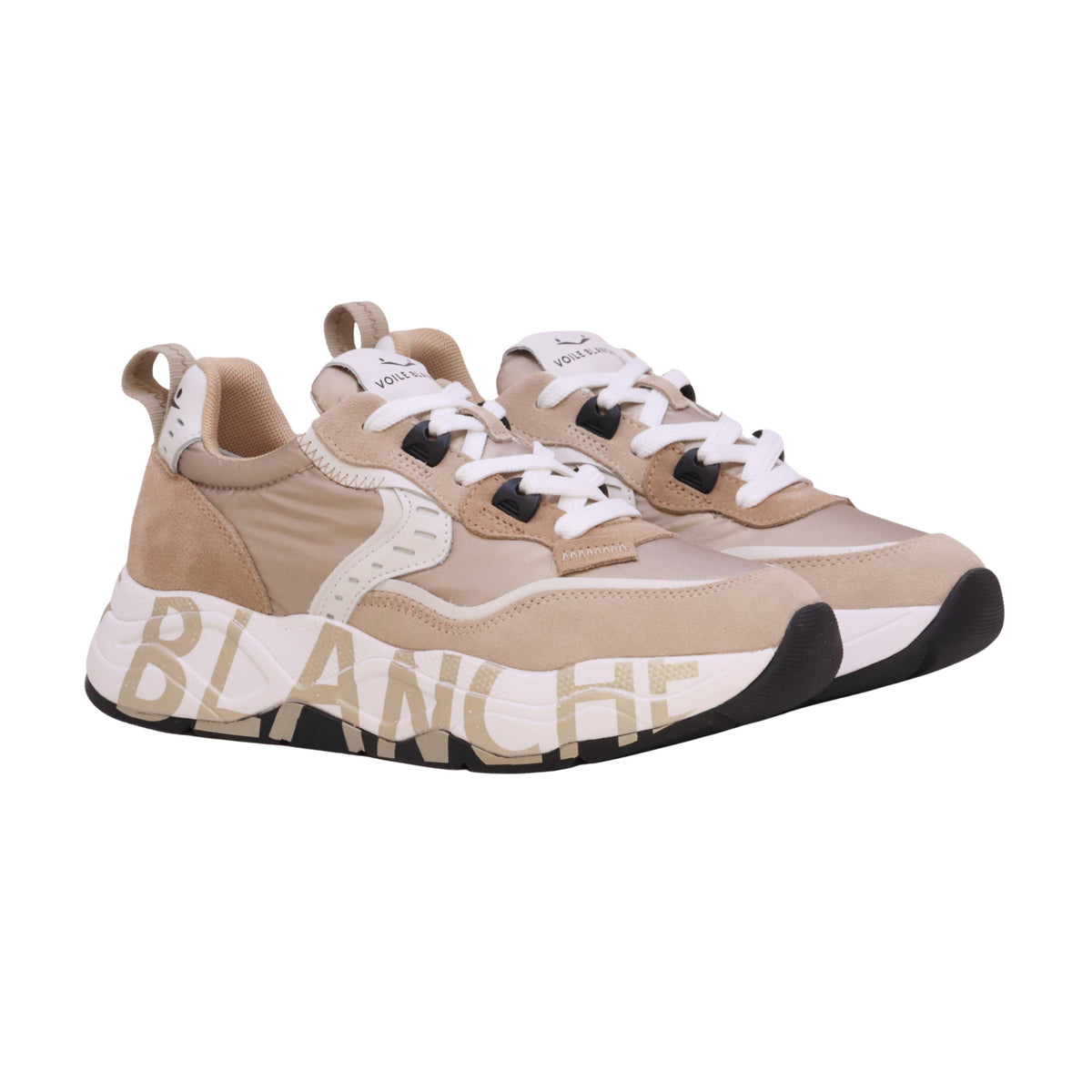 Voile Blanche Club105 sneaker donna Beige Platino in camoscio e tessuto tecnico 