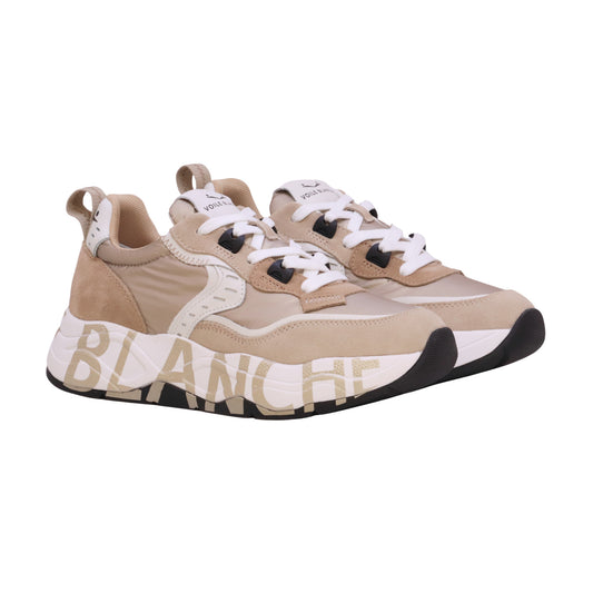 Voile Blanche Club105 sneaker donna Beige Platino in camoscio e tessuto tecnico 