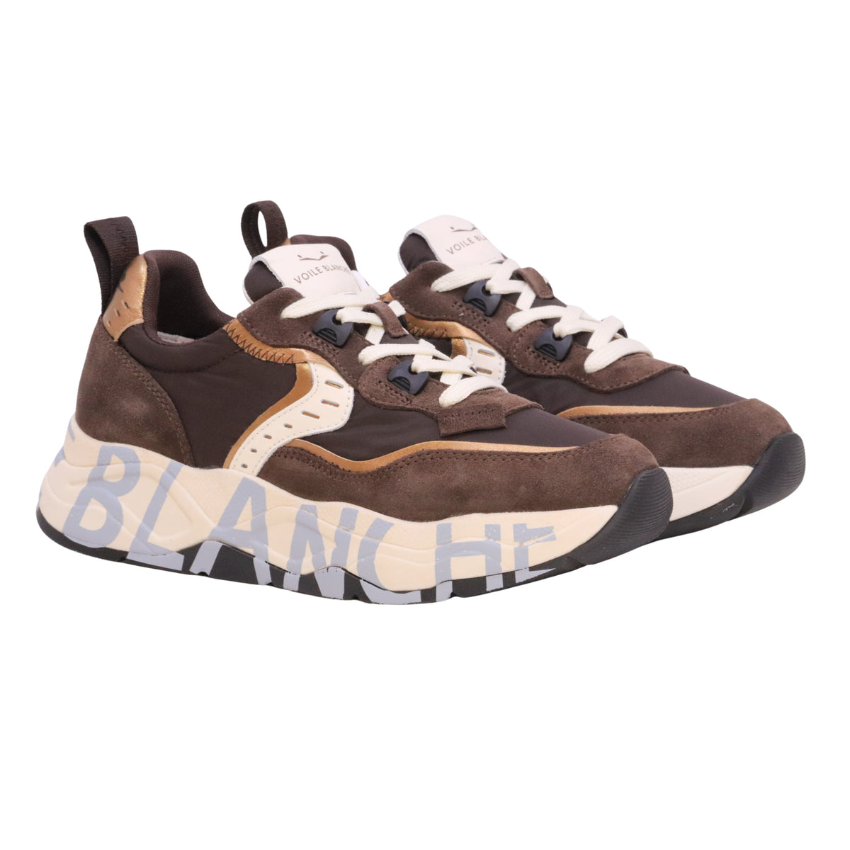Voile Blanche Club105 sneaker donna Marrone Platino in camoscio e tessuto tecnico 