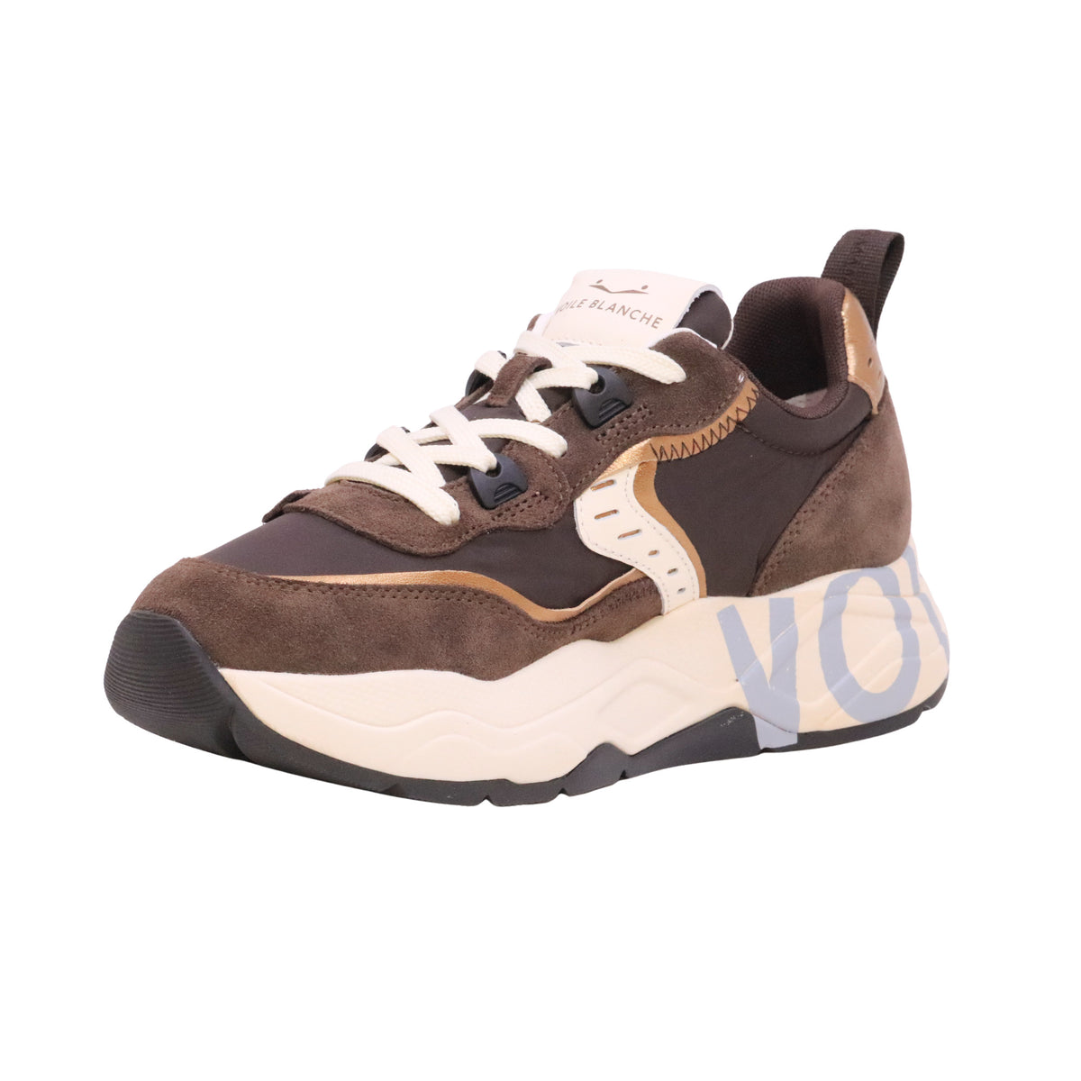 Voile Blanche Club105 sneaker donna Marrone Platino in camoscio e tessuto tecnico 