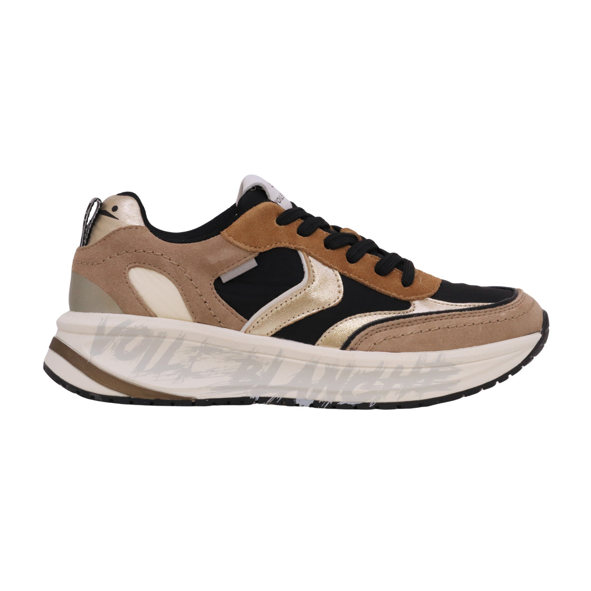 Voile Blanche Club124 sneaker donna Marrone Platino in pelle, camoscio e tessuto tecnico 