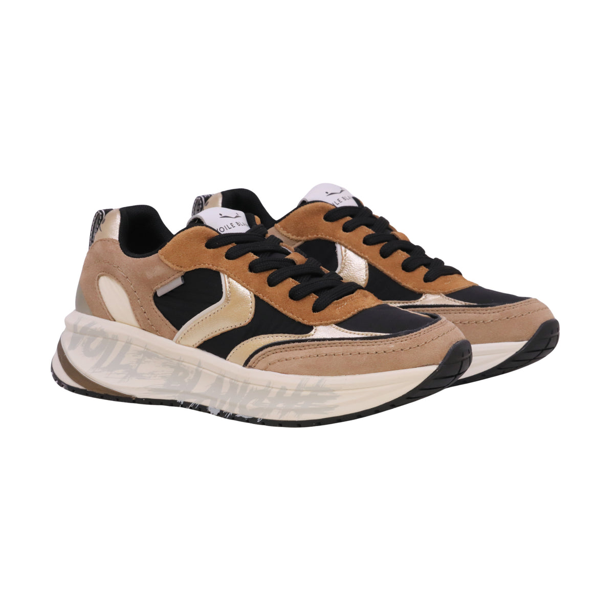Voile Blanche Club124 sneaker donna Marrone Platino in pelle, camoscio e tessuto tecnico 