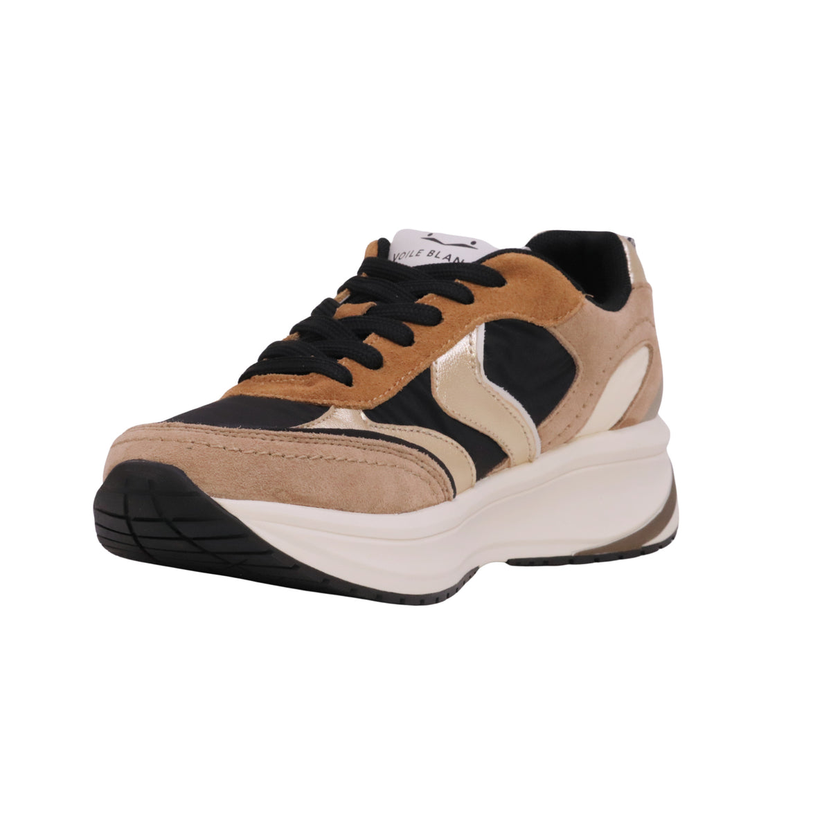 Voile Blanche Club124 sneaker donna Marrone Platino in pelle, camoscio e tessuto tecnico 