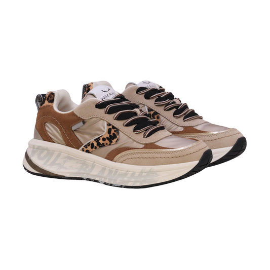 Voile Blanche Club124 sneaker donna Beige Platino in pelle, camoscio e tessuto tecnico 