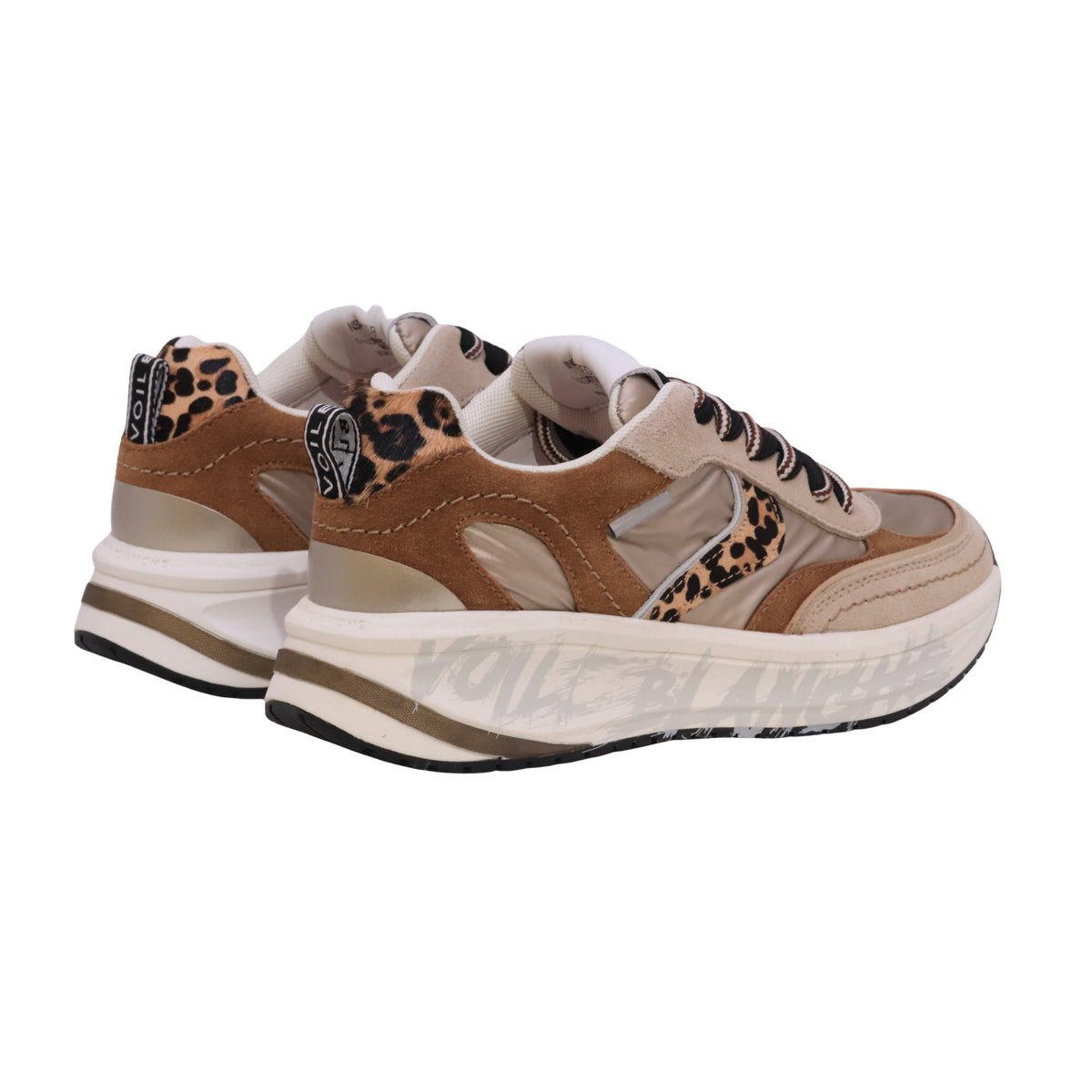 Voile Blanche Club124 sneaker donna Beige Platino in pelle, camoscio e tessuto tecnico 