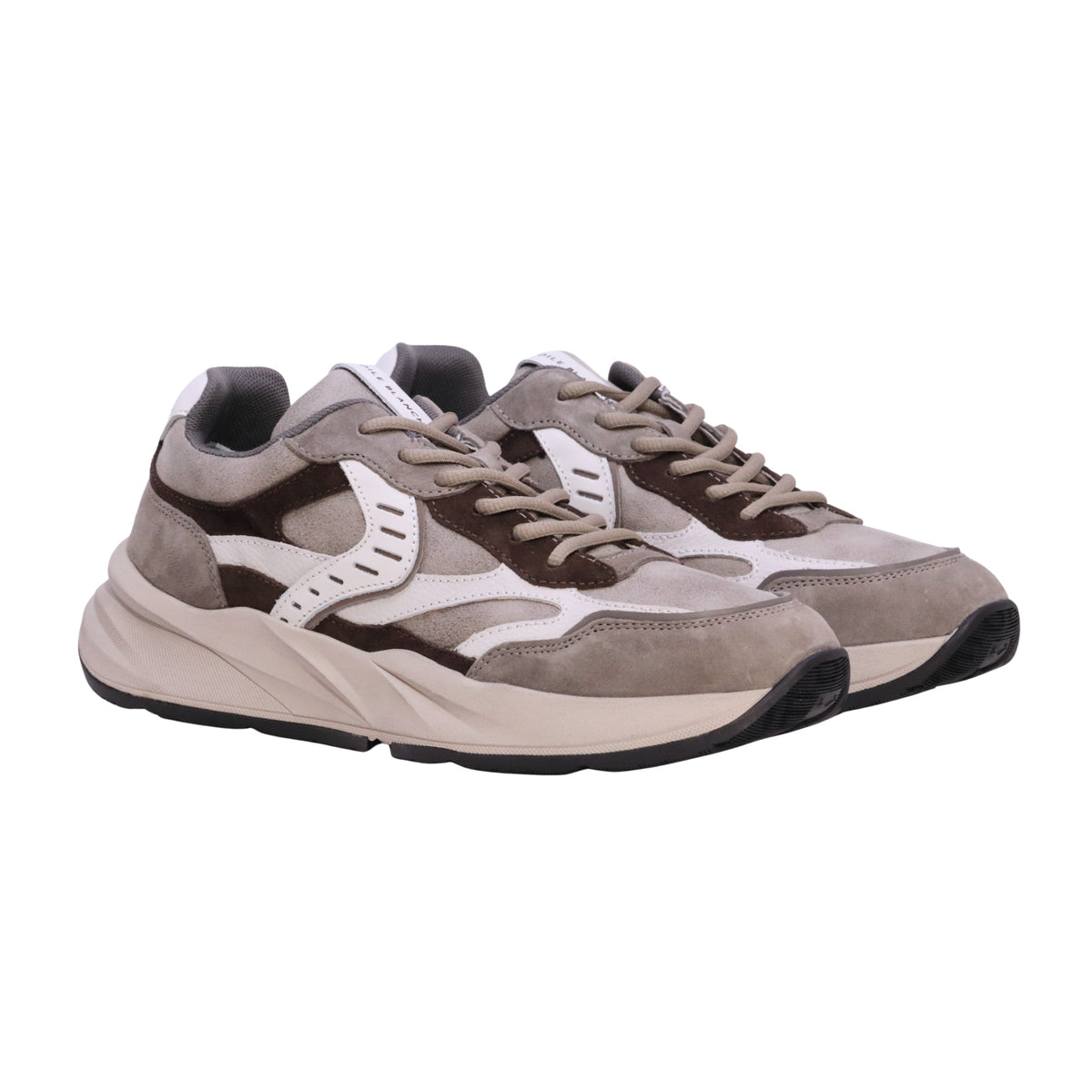 Voile Blanche Club22 sneaker uomo in pelle grigio, marrone e bianco 