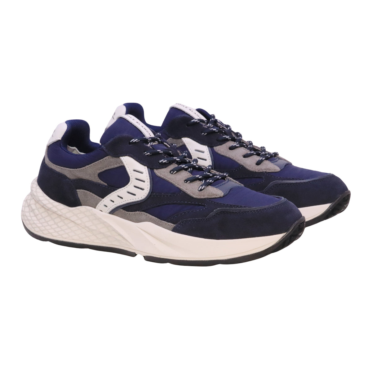 Voile Blanche Club22 sneaker uomo in pelle blu, grigio e bianco 