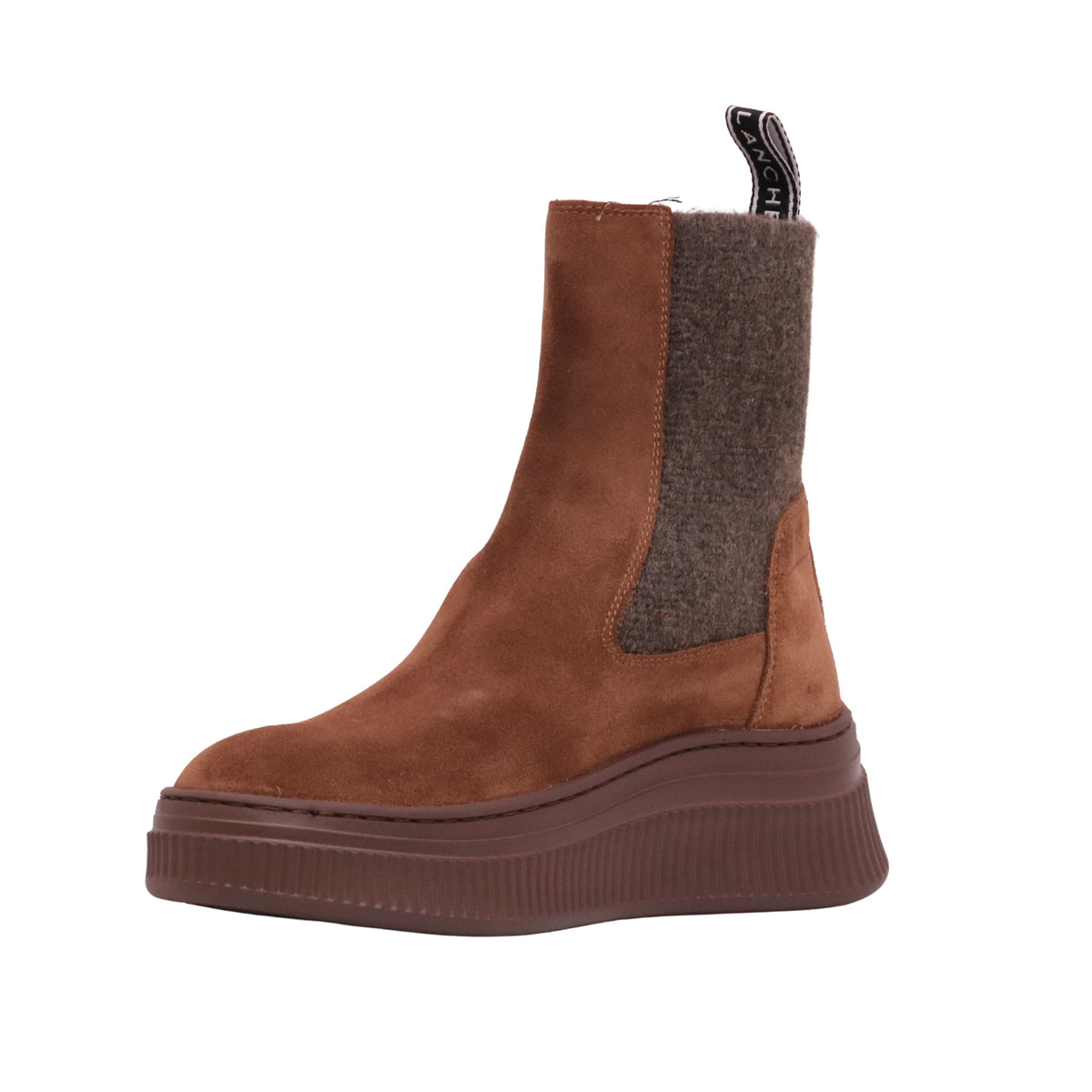 Voile Blanche Flaurence stivaletto Chelsea donna marrone in camoscio e tessuto con suola platform 