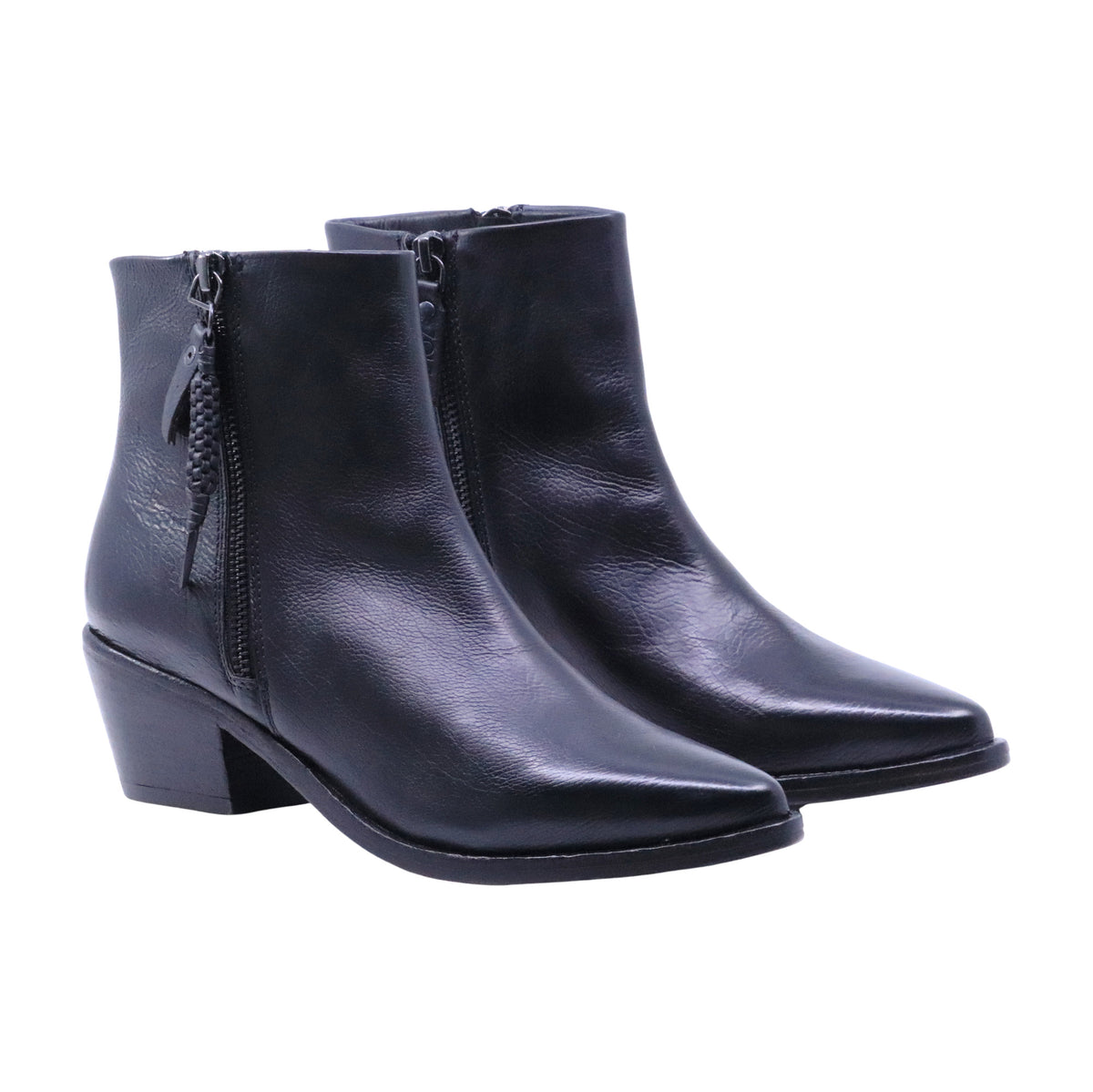 Zolfo 262 70211 stivaletto texano donna in pelle nera con tacco 6 cm 