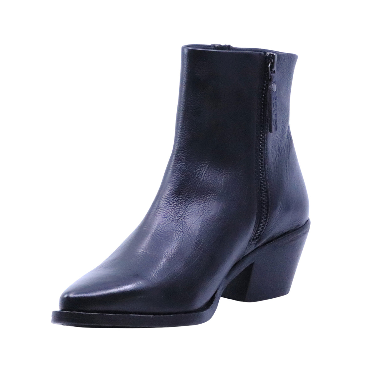 Zolfo 262 70211 stivaletto texano donna in pelle nera con tacco 6 cm 