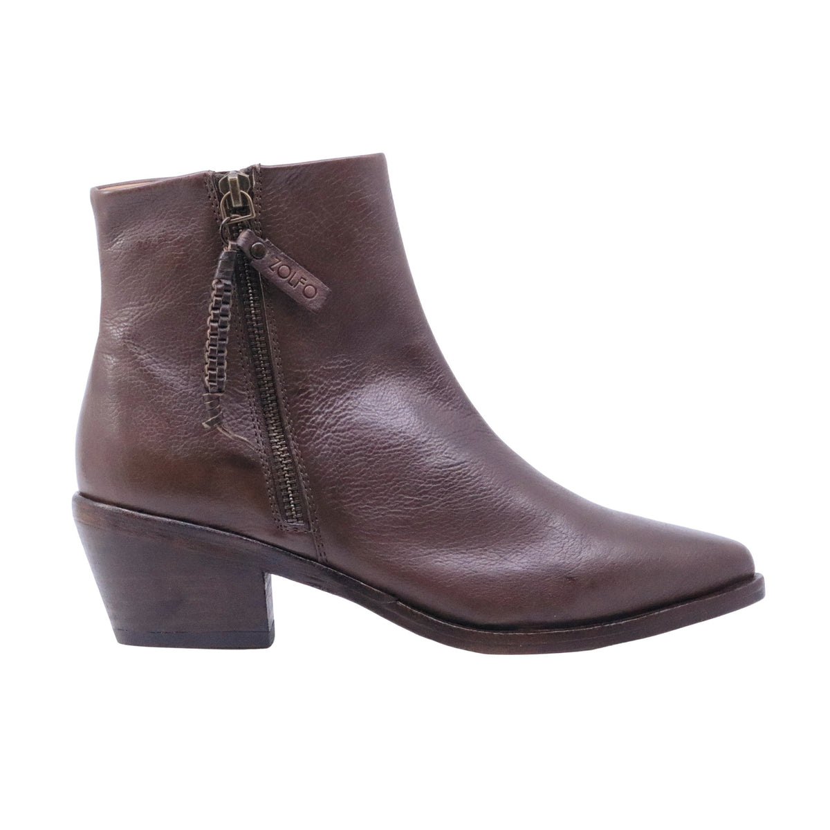 Zolfo 262 70211 stivaletto texano donna in pelle marrone con tacco 6 cm<BR/> 