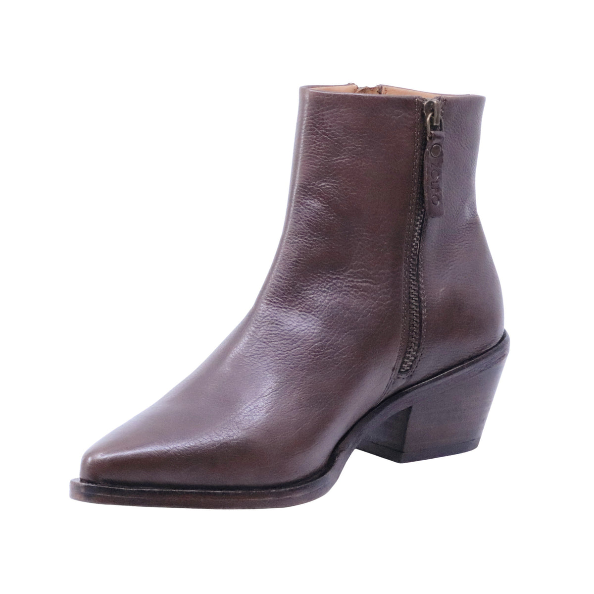 Zolfo 262 70211 stivaletto texano donna in pelle marrone con tacco 6 cm<BR/> 