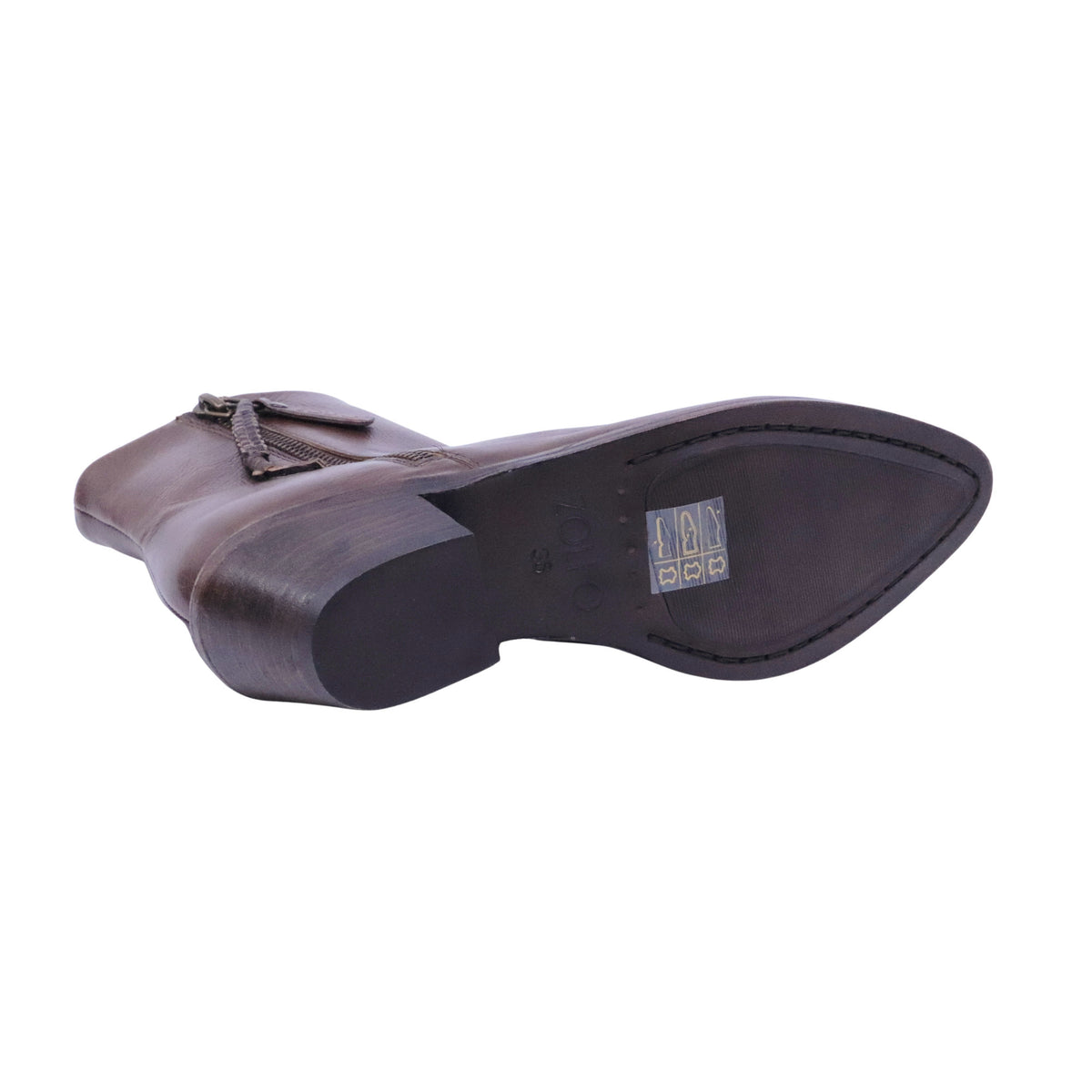 Zolfo 262 70211 stivaletto texano donna in pelle marrone con tacco 6 cm<BR/> 