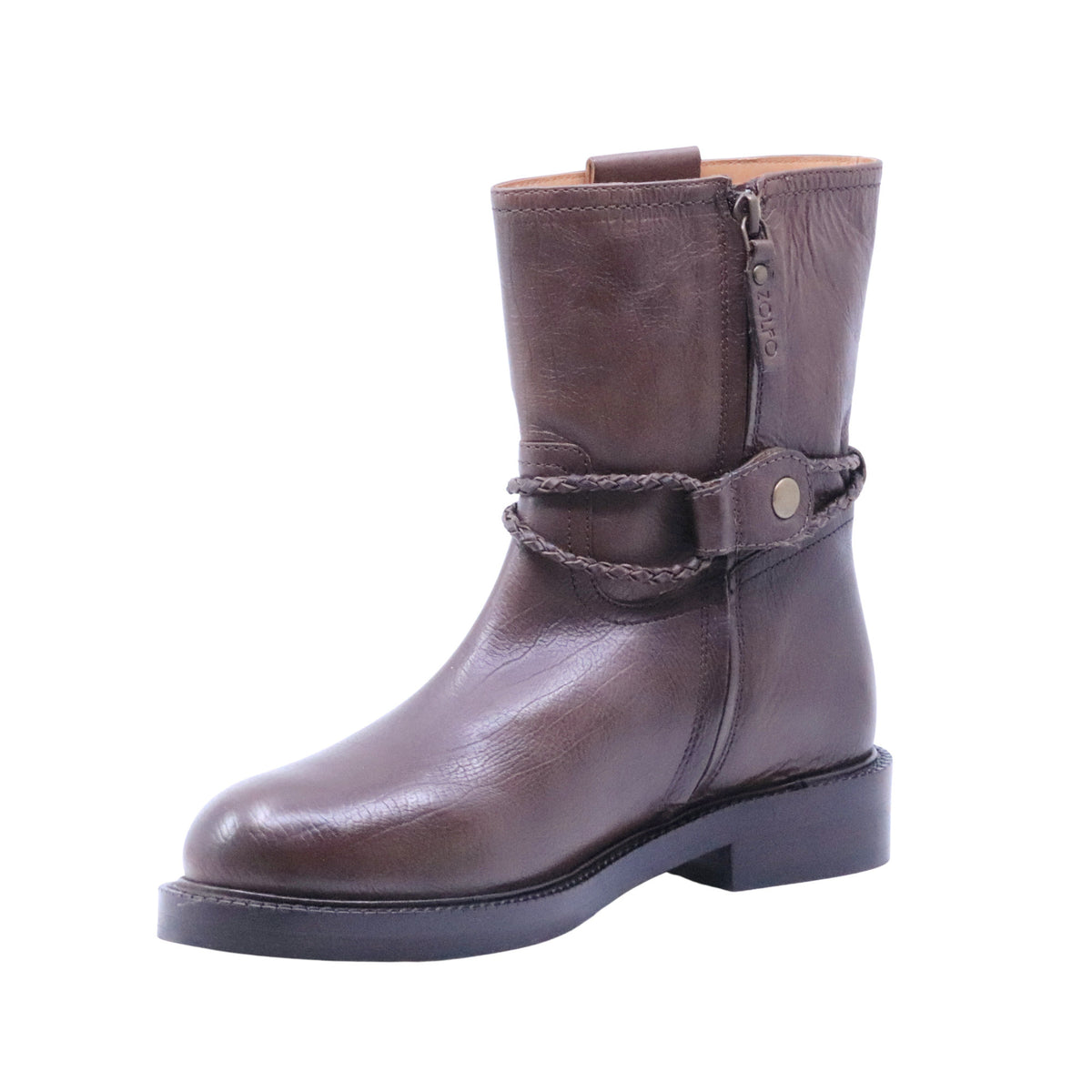 Zolfo 262 704 11 stivaletto biker donna in pelle marrone 