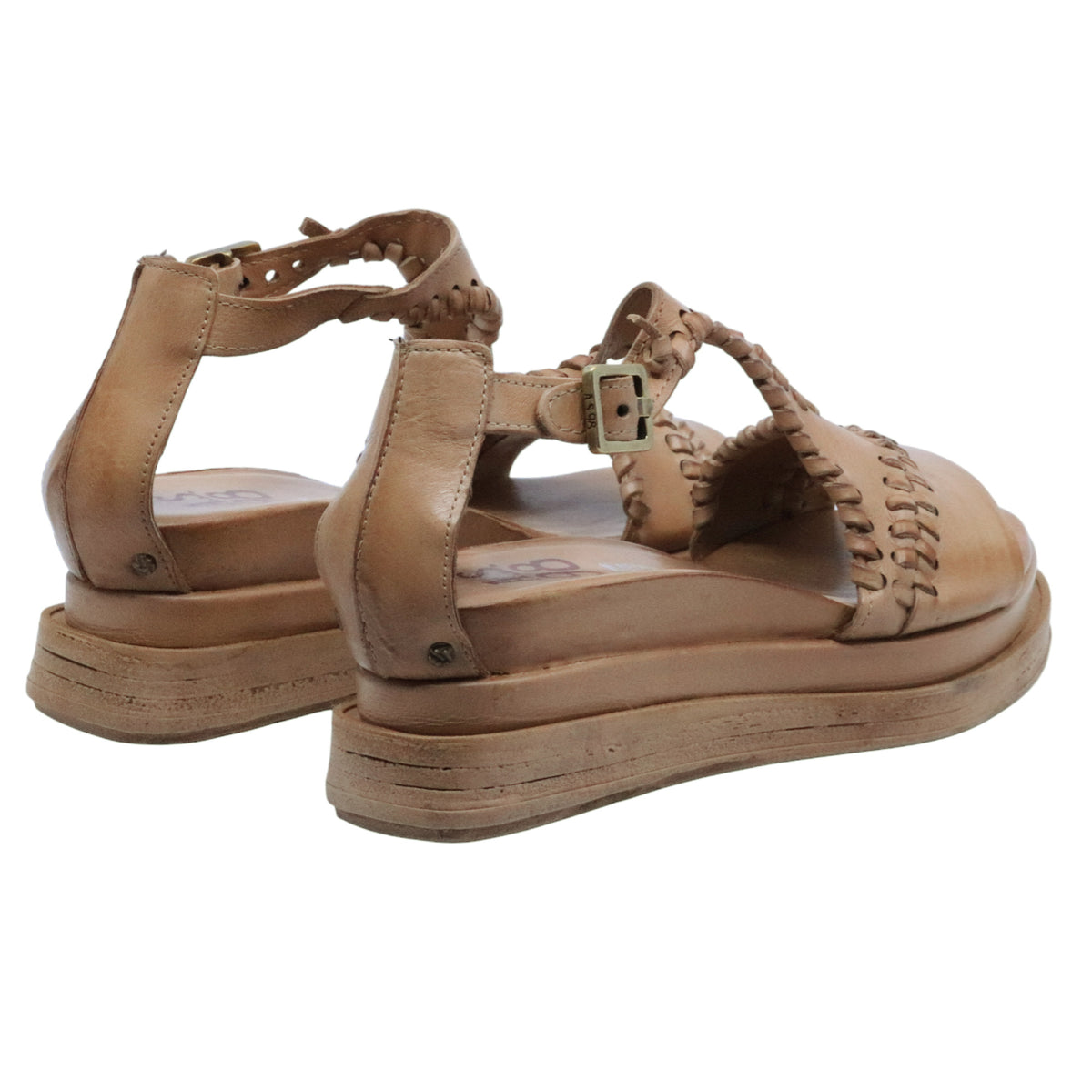 Sandalo donna AS98 A15044 in pelle color grano 