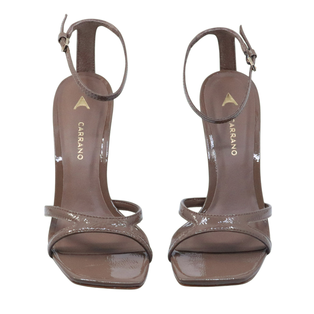 Sandalo con tacco donna Carrano 804001 in pelle marrone lucida 