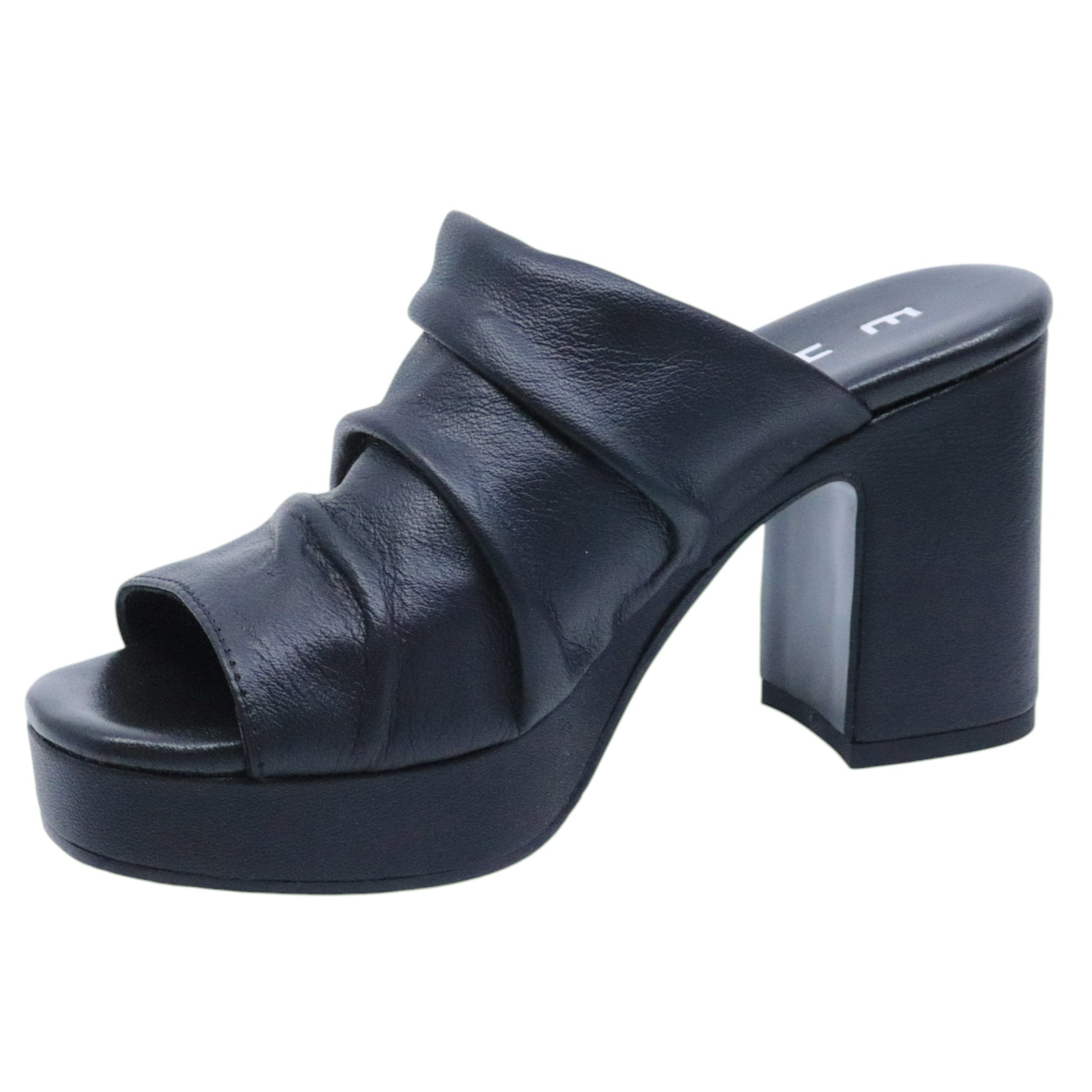 EHM Randy Nappa Nero sandalo donna in pelle nera Made in Italy 